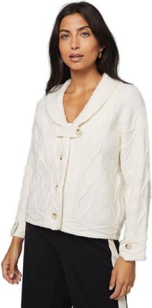 Wallis Cable Knit Collar Cardigan, M, Ivory