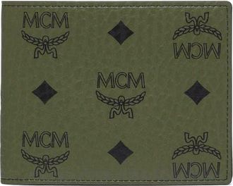 MCM Aren Bifold Wallet w/ Card Case in Visetos in Green at Nordstrom