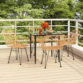 vidaXL Juego De Comedor De Jard&iacute;n 5 Piezas Rat&aacute;n Sint&eacute;tico Vidaxl