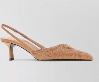 Prada leather kitten heel slingback mules pointed toe