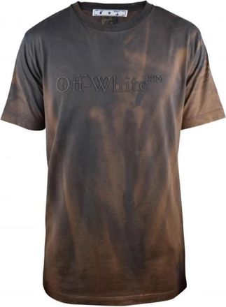 Off-white T-shirt met logo-reli&euml;f - Heren - T-shirts - Bruin - XS - Katoen - Tops
