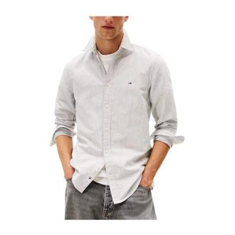 Tommy Hilfiger Slim Streep Overhemd Klassiek Ontwerp - Heren - Casual Overhemden - Blauw - S - Katoen - Overhemden