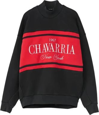 Willy Chavarria Stripe Gilroy Crewneck - Heren - Sweatshirts - Zwart - XL - Katoen - Hoodies & sweatvesten