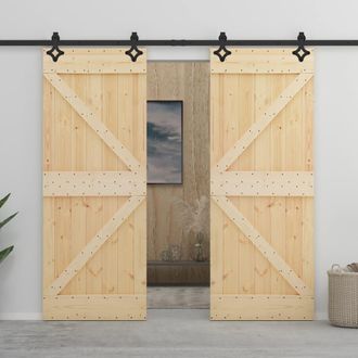 vidaXL Vidaxl - Puerta Corredera Con Herrajes Madera Maciza De Pino 80x210 Cm