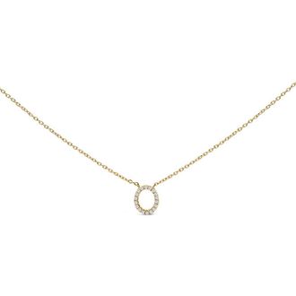 House of Brilliance 10K Yellow Gold Diamond Accent A-Z Block Initial Pendant Necklace in Yellow Gold | O at Nordstrom