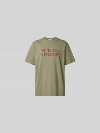Maison Kitsun&eacute; T-Shirt aus reiner Baumwolle in Khaki, Gr&ouml;&szlig;e M