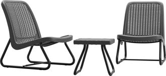 TecTake Conjunto de muebles jardín para 2 personas y diseño ergonómico, gris