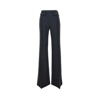 Elisabetta Franchi Wide Trousers, female, Black, Size: L Double Crepe Trousers