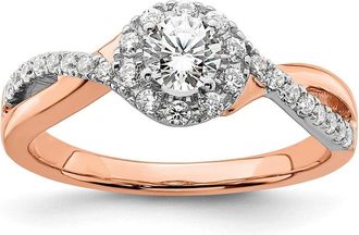 Diamond2Deal 10k Two-tone Lab Grown Diamond Engagement Ring 0.62Ct Clarity- VS Color- G-H