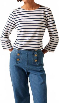 Saint James Galathee Striped Ii Shirt In Neige/marine