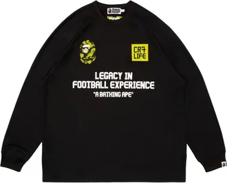 A Bathing Ape x Cristiano Ronaldo CR7 Life Multi Logo Poly Relaxed Fit Jersey Black 0ZXLTM905111PBKX