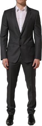 Dolce & Gabbana Gray Martini Slim Fit Formal 2piece Men Suit Virgin Wool