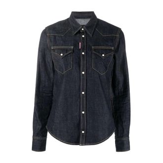 Dsquared2 Denim Shirts, female, Blue, Size: L Long Sleeved Buttoned-Up Denim Shirt