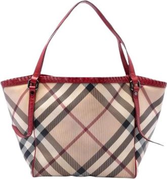 Burberry Pre-owned Canvas Shoulder Bag - Dames - Vintage Shopper - Beige - ONE Size - Leer - Vintage