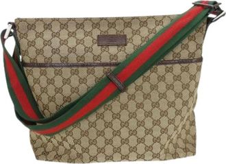 Gucci Pre-owned Cross Body Bags, female, Beige, Size: ONE SIZE Pre-owned GG Canvas Shoulder Bag