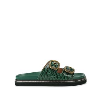 Kurt Geiger Womens Mayfair 2 Buckle Sandal Sandals - Dark Green - Size UK 8