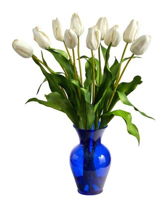 Nearly Natural 22In Dutch Tulip Artificial Arrangement In Blue Colored Vase