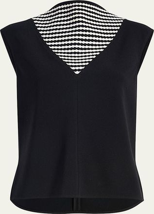 Proenza Schouler Prescott Stripe Panel Matte Crepe Top