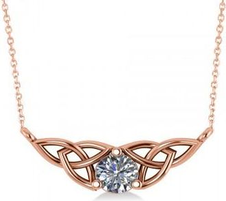 Allurez Celtic Round Diamond Pendant Necklace 14k Rose Gold (0.50ct)