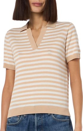 MC2 Saint Barth Woman Beige Striped Knitted Polo Evonne