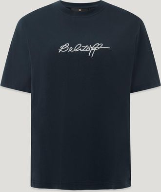 Belstaff Peri Embroidered T-shirt Womens Cotton Jersey Dark Ink Size XL