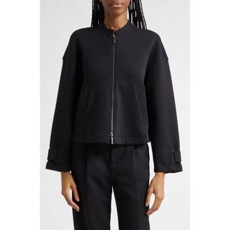 Emporio Armani Jersey Bomber Jacket in Solid Black at Nordstrom, Size 14 Us
