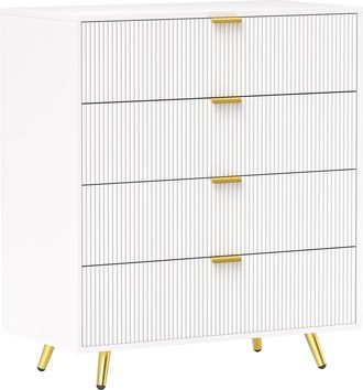HOMCOM Chest of Drawers with 4 Drawers for Bedroom - Living Room - Black | TJ Hughes White