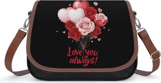 Generic Valentines Love You Always Small Womens Crossbody Bags Shoulder Handbag with Adjustable Strap for Travel