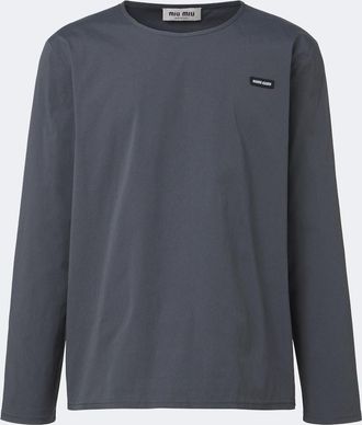 Miu Miu T-shirt in popeline di misto cotone