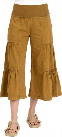 Xcvi Linen Side-Tier Wide Leg Palazzo Pants In Distress Wash Copper