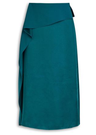 Erdem Draped Satin Midi Skirt - Green Dark - 16 (UK16 / XL)