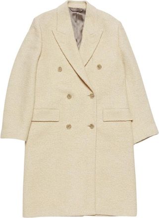 Acne Studios Witte Wollen Double-Breasted Jas - Dames - Mantel - Wit - S - Wol - Jassen