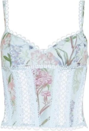 Charo Ruiz Ibiza Poppy Top - Dames - Tops zonder mouwen - Blauw - M - Katoen - Tops
