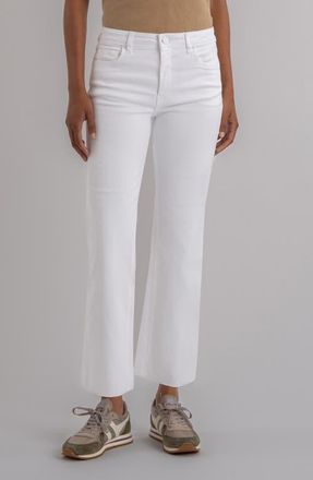 Kut from the Kloth Kelsey High Waist Raw Hem Ankle Flare Leg Jeans in Optic White at Nordstrom, Size 10P