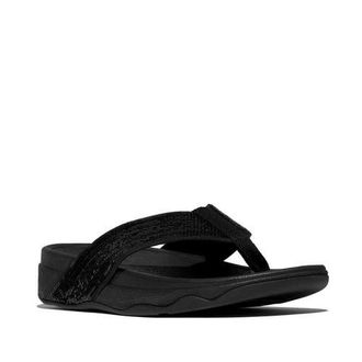 FitFlop Surfa Sequin toe-post sandals in All Black at Nordstrom, Size 11