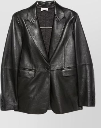 Parosh leather single-breasted coat