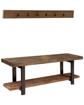Alaterre Pomona 48In Metal And Wood Storage Coat Hook With Bench