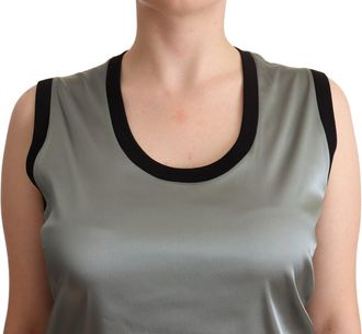 Dolce & Gabbana Womens Silver Round Neck Sleeveless Casual Tank Top Acetate