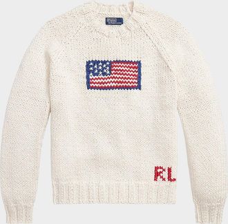 Polo Ralph Lauren American Flag Crewneck Cotton Sweater