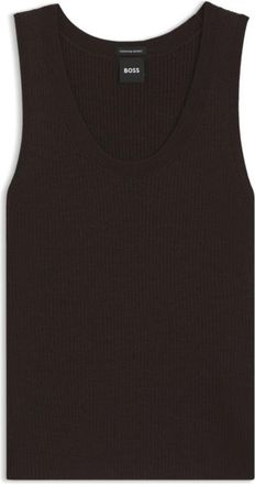 BOSS Sleeveless ribbed top in virgin wool