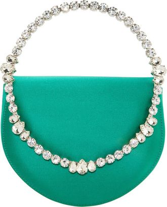 L'Alingi Eternity Flap Embellished Satin Clutch in Emerald at Nordstrom