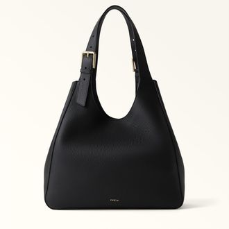 Furla Dora Borsa Shopping M Nero Nero Pelle Granata Doppia Nisos Donna