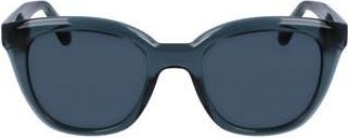 Ferragamo Classic Logo Tea Cup 52mm Round Sunglasses in Transparent Avio at Nordstrom Rack