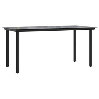 Berkfield Home Garden Dining Table Black 160x80x74cm Steel & Tempered Glass | Size: 160 x 80 x 74 cm