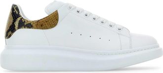 Alexander McQueen White Leather Sneakers With Printed Leather Heel