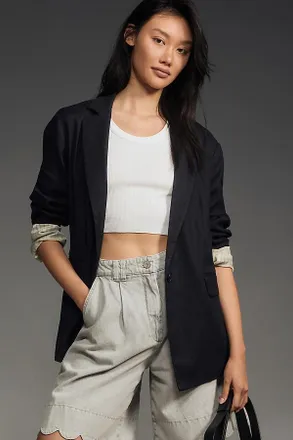 Maeve Tessie European Linen Stretch Blazer Jacket
