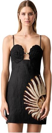 Farm Rio Ammonite Mini Jurk - Dames - Feestkleedjes - Zwart - L - Katoen - Kleedjes