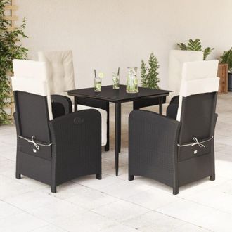 vidaXL Set De Muebles Jard&iacute;n 5 Pzas Con Cojines Rat&aacute;n Sint&eacute;tico Negro Vidaxl