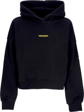 PROPAGANDA Ribs Crop Hoodie - Dames - Hoodies - Zwart - M - Katoen - Hoodies & sweatvesten