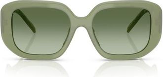 Tory Burch 54mm Irregular Sunglasses in Milky Green /Green Gradient at Nordstrom